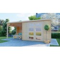 Caseta de jardín Niklas de 28 mm con porche lateral 3mx2,4m+2,4m
