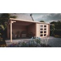 Caseta de jardín Niklasso de 28 mm con porche lateral 3mx2,4m+3m