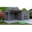 Caseta de jardín Niklasso de 28 mm con porche lateral 3mx2,4m+3m