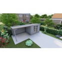 Caseta de jardín Niklasso de 28 mm con porche lateral 3mx2,4m+3m