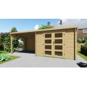 Caseta de jardín Niklasso de 28 mm con porche lateral 3mx2,4m+3m