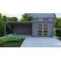 Caseta de jardín NiklassoXXL de 28 mm con porche lateral 3mx2,4m+4m